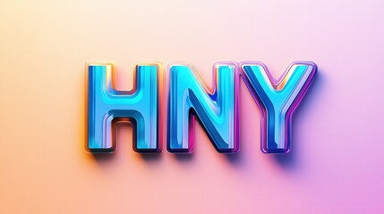 Poster - Sleek Minimalist Design of HNY Typography in Clean Gradient Background with Modern Aesthetic Appeal