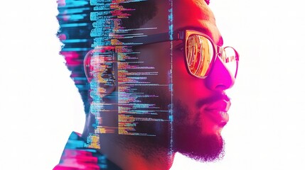 Poster - Innovative Developer with Holographic Coding Visualization Concept