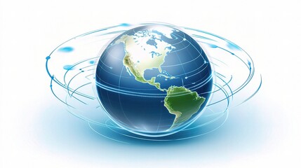 Poster - Global Connection Lines Surrounding Earth Globe Technology Visual