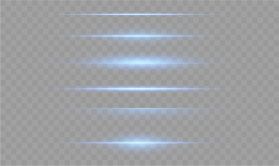 Wall Mural - laser lines of light. horizontal neon light. neon blue horizontal speed lines. glowing stripes. lase