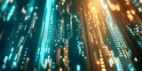 A vibrant abstract representation of digital data flow with glowing lines and circuits in blue and orange tones. Concept Digital Data Flow, Abstract Design, Glowing Lines, Blue and Orange Tones
