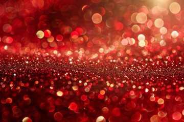 Poster - Sparkling red glitter and bokeh lights create a festive and glamorous backdrop, perfect for christmas or holiday themed designs