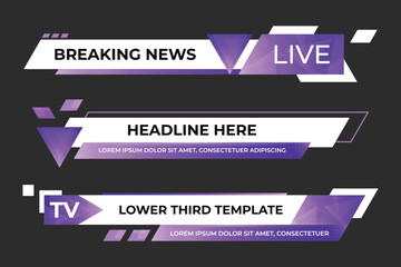 Wall Mural - Lower third banner. Broadcast news lower third banner template design. Lower third bar template for breaking news. Video headline title