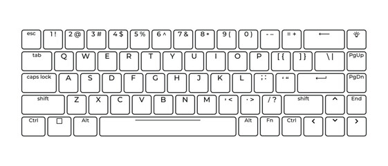 Leinwandbilder - Computer keyboard button layout template with letters for graphic use. Modern computer keyboard. Vector illustration