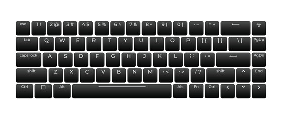 Leinwandbilder - Computer keyboard button layout template with letters for graphic use. Modern computer keyboard. Vector illustration