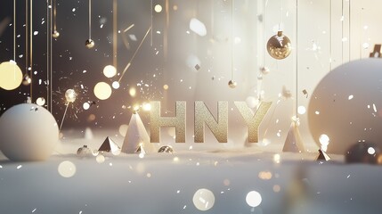 Poster - Elegant and Sleek New Year Celebration Scene with Sparkling Elements and Clean Design
