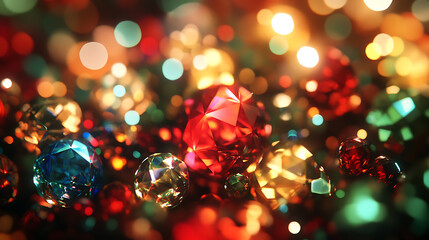 Aufkleber - Sparkling bokeh gems romantic atmosphere close-up shot colorful environment dreamy viewpoint