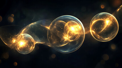 Aufkleber - Romantic sparkle bokeh bubbles in a dark environment abstract visual art concept