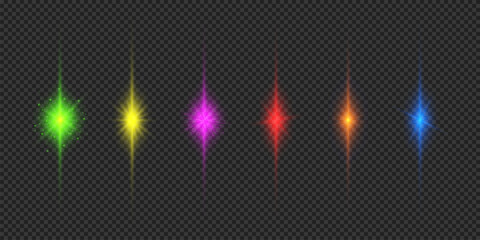Wall Mural - set of multicolor light effects of lens flares