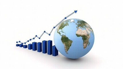 Poster - Global Economic Growth Graph with Earth and Rising Bars