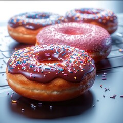 Poster - Donuts, modern technology background.