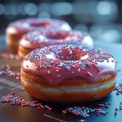 Poster - Donuts, modern technology background.