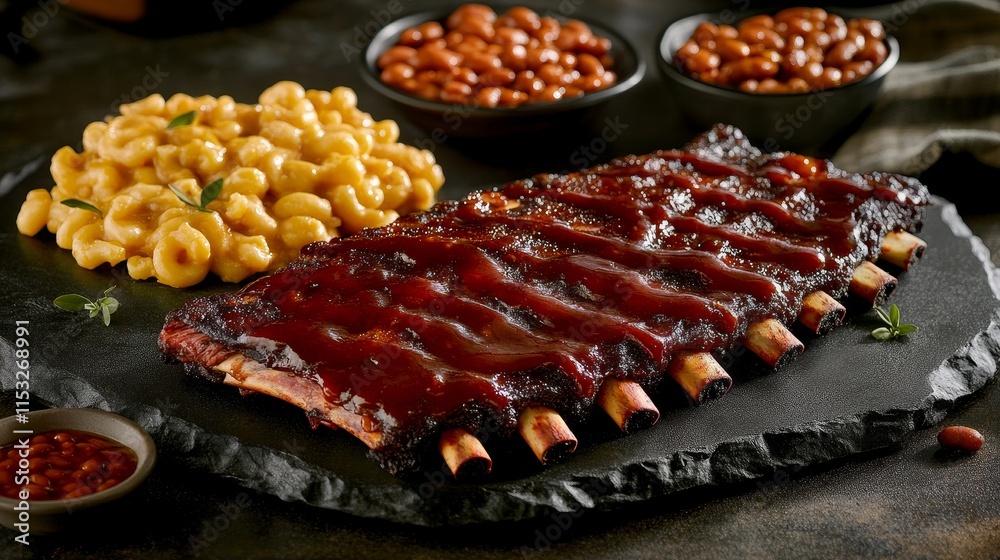 Smokey BBQ Delight: Finger-Licking Ribs, Cheesy Mac and Cheese, and ...