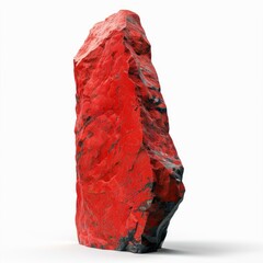 Poster - red rock with rough texture standing on a white background, showcasing geological formations and min