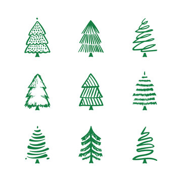 christmas tree icon set