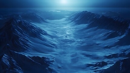 Poster - Aerial view of Pe Gobi Desert dunes glowing under soft moonlight, wiP Pe dramatic contrast of light and shadow, in 4K resolution