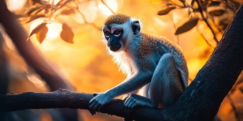 A wild animal, the monkey, showcases its unique traits while posing, highlighting the intriguing behavior of monkeys in their natural habitat as a notable aspect of wildlife.