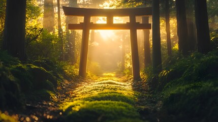 Aufkleber - Cinematic_view_of_a_torii_gate_leading