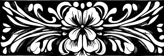 Poster - Vintage woodcut illustration showcasing intricate tile patterns and floral designs