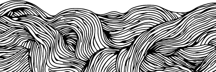 Poster - Vintage woodcut illustration showcasing intricate random squiggles in a flowing pattern