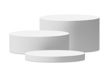 Aufkleber - PNG White podium isolated on transparent background. Empty product presentation pedestal display stand.