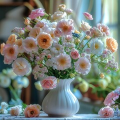 Poster - The flowers are on the table, they are beautiful, pastel colors, different.