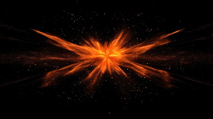 Poster - A striking burst of orange particles against a dark backdrop, creating a bold and energetic visual effect for creative or abstract designs.