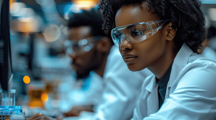 Poster - Black women and men computer scientists in computer lab.
