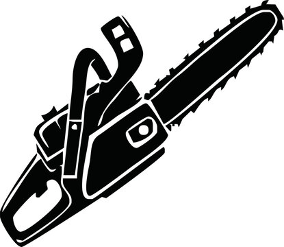 Chainsaw on white background. Lumberjack tool. Woodcutter saw sign. flat style.