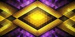 © lapeepon - Geometric shapes in yellow on a pixelated background with bold black lines and vibrant purple accents, bright, technology