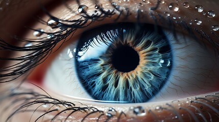 Poster - Captivating close-up of an eye revealing intricate patterns and colors. Generative AI