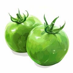 Poster - Two shiny green tomatoes illustrating healthy eating and freshness