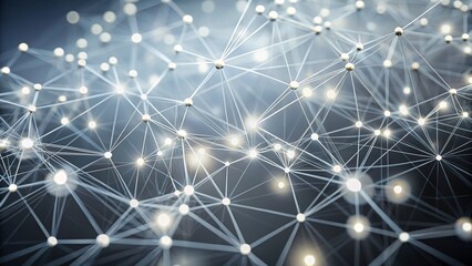 Poster - 4K Minimalist Plexus: Glowing Dots & Lines Network, Digital Connection, Elegant White Loop Background