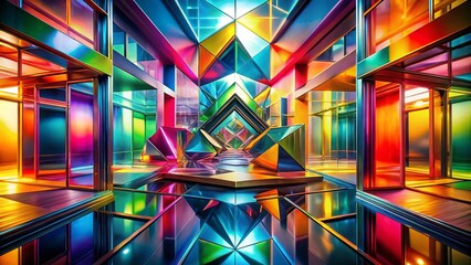 Poster - Abstract 216 SSS: Geometric Shapes and Vibrant Hues – Conceptual Stock Photo