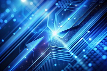 Poster - Abstract Blue Technology Arrow Background: Minimalist Digital Design Stock Photo