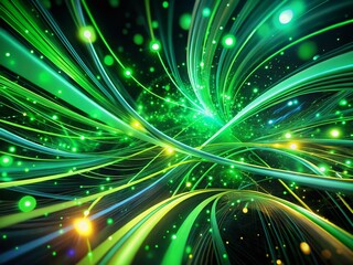 Poster - Abstract Green Black Animated Lines Loop Night Background Stock Photo