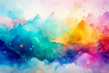 Poster - Abstract Pastel Watercolor Shapes: Minimalist Geometric Gradient Background