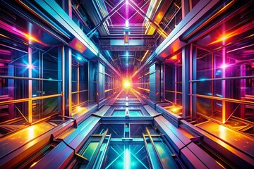 Poster - Abstract Tech Background:  Geometric Lines and Vibrant Colors - Digital Art
