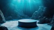 © Schmidt - close up of empty round cylinder pedestal display or podium platform under water