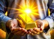 © prapatsorn - Candid Shot:  Hands Holding Gold Bar, Symbol of Financial Success