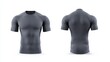 © ai tekno koncept - blank grey short sleeve rash guard mockup front, side and back view.