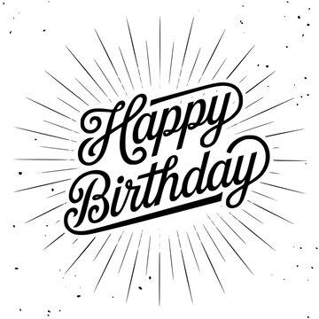 Happy Birthday Calligraphic text, Creative Typography for Greeting Card