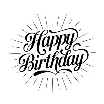 Happy Birthday Calligraphic text, Creative Typography for Greeting Card