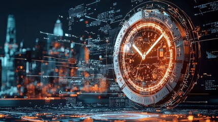 Fototapete - Digital countdown timer displaying zero urban environment futuristic technology visual nighttime cityscape perspective countdown concept for enhanced engagement