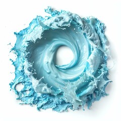 Poster - Circular splash of light blue paint forming a vortex on a white background