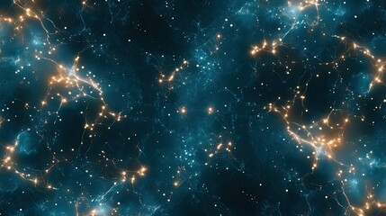 Fototapete - Futuristic blue background with glowing lines and dots, depicting digital connectivity and data transfer in a global network