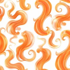 Poster - Orange hair strands creating a dynamic and seamless pattern on a white background
