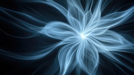 Fototapete - Futuristic blue background with glowing lines and dots, depicting digital connectivity and data transfer in a global network