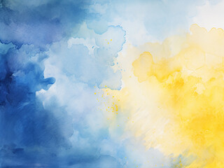 Poster - A combination of blue and yellow watercolor with sandy textures for a tranquil background