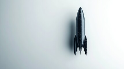 Poster - simple sleek rocket ship illustration floating against plain white backdrop